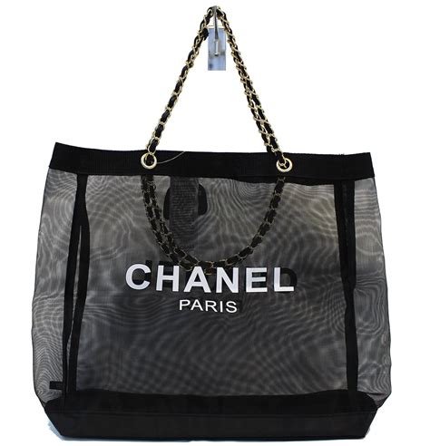 chanel mesh tote beach bag|Chanel clear tote bag.